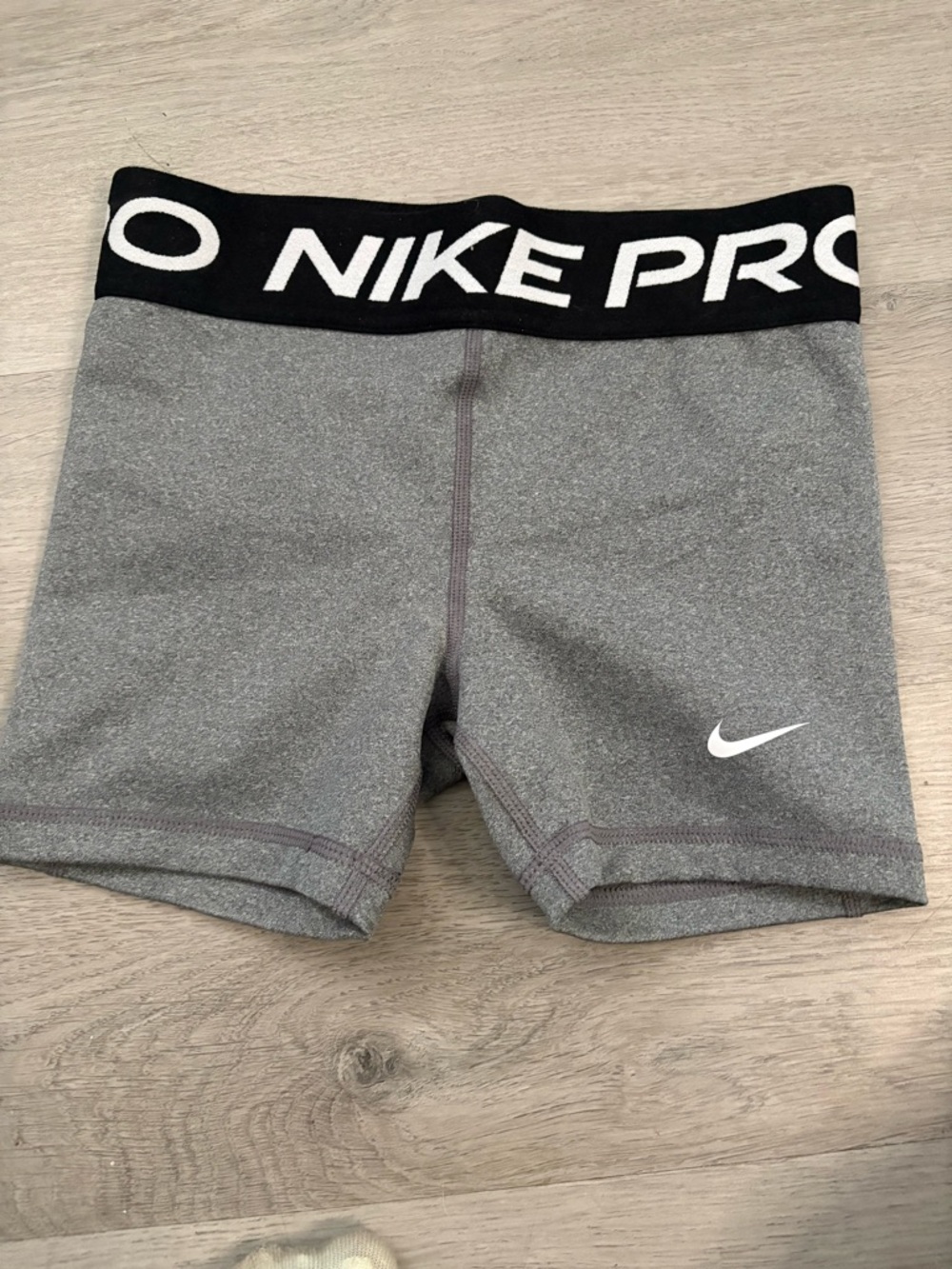 Nike Pro Gray Athletic Shorts with Black Waistband